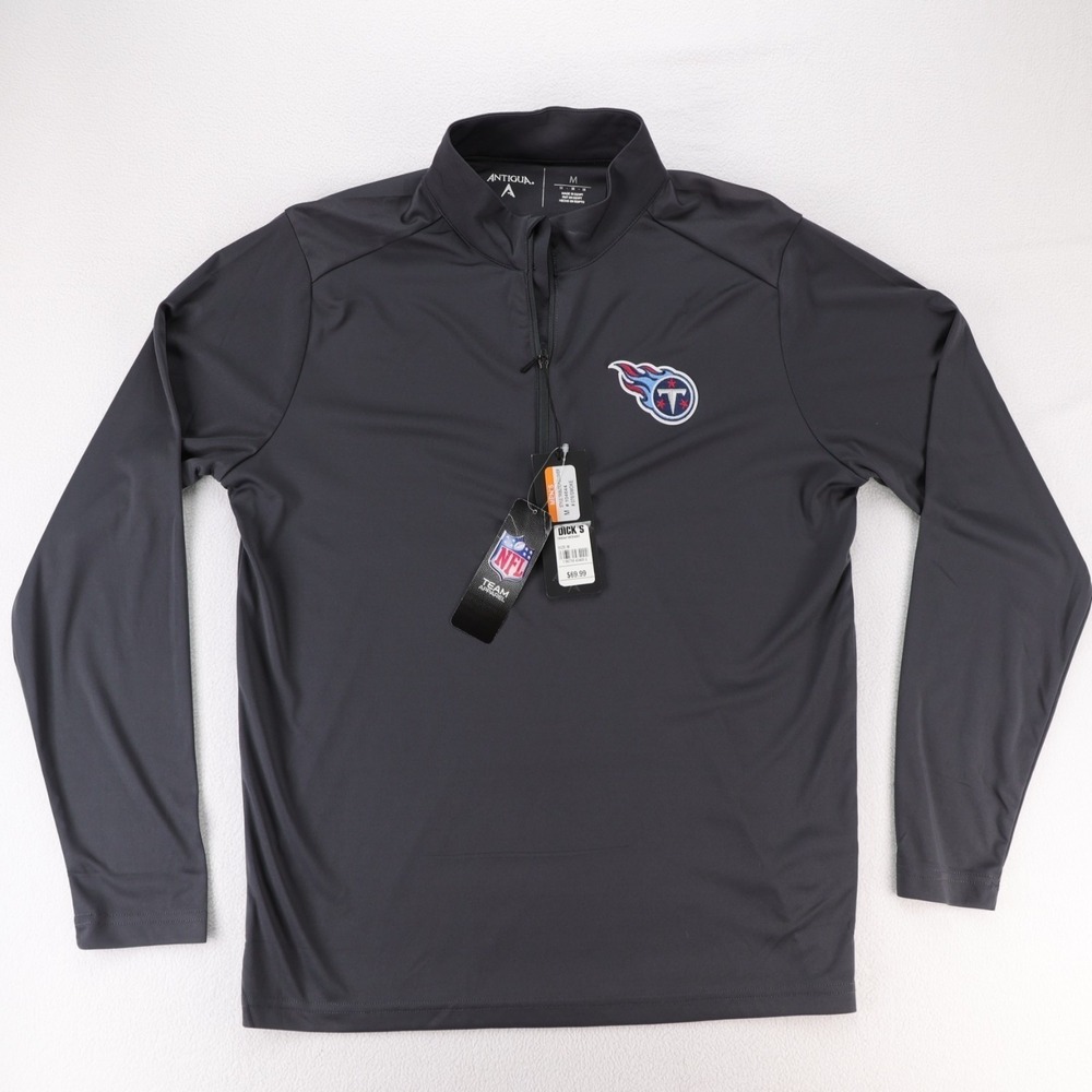 Tennessee Titans Tribute Antigua 104644 Mens Quarter Zip Pullover Smoke Grey M